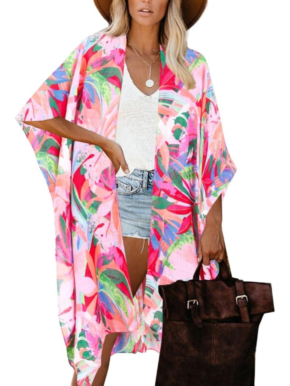 Women's Multicolor Viscose Summer Bikini Kimono Bathing Suit Cover Ups
